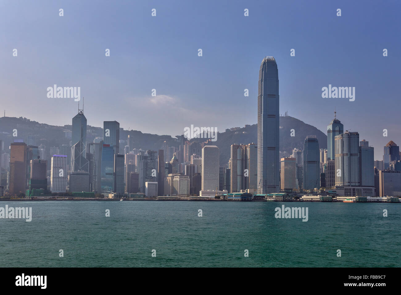 Hong Kong skyline della città e la vista della baia di Victoria Foto Stock