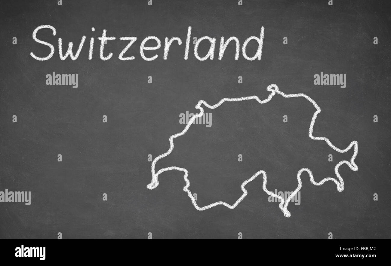 La Svizzera mappa disegnata sulla lavagna Foto Stock