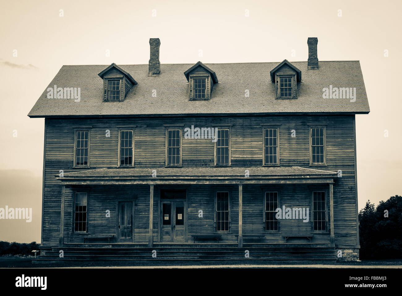 Hotel storico e casa di imbarco in abbandonato città fantasma di fayette michigan. fayette State Historical Park. Foto Stock