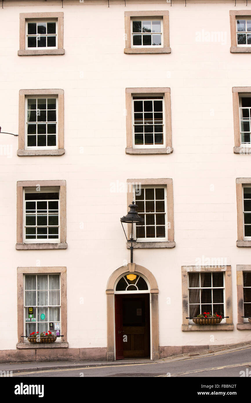 Regno Unito, Inghilterra, Derbyshire, Matlock Bath, South Parade, Hodgkinson's Hotel in epoca georgiana edificio Foto Stock