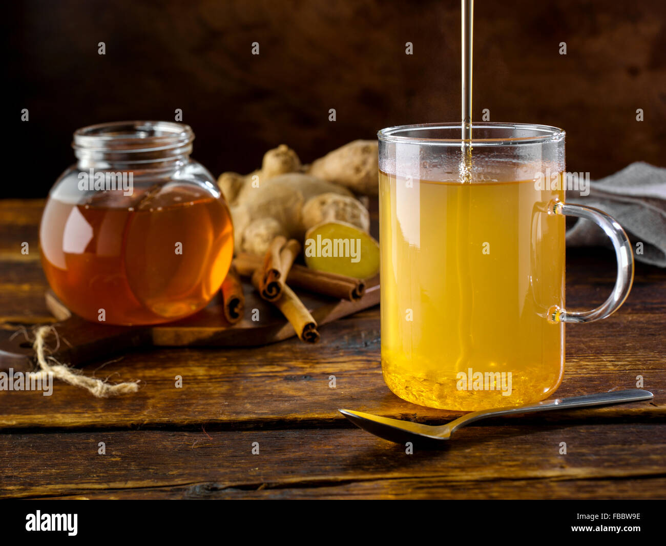 Tè caldo allo zenzero Foto Stock