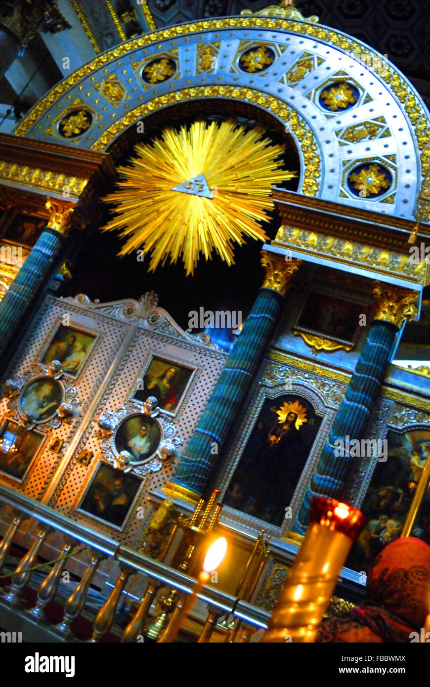 Altare dentro la Cattedrale di Kazan, San Pietroburgo Foto Stock