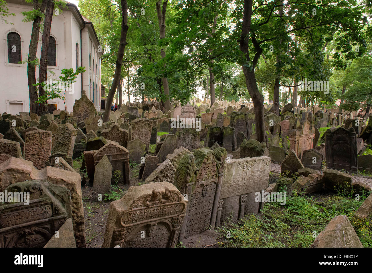 Vecchio Cimitero Ebraico, Quartiere Ebraico, Praga, Repubblica ceca, Foto Stock