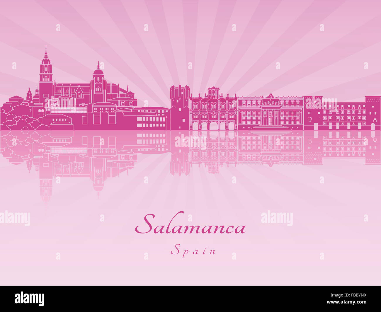 Salamanca skyline in viola orchidea radiante in modificabile file vettoriali Foto Stock