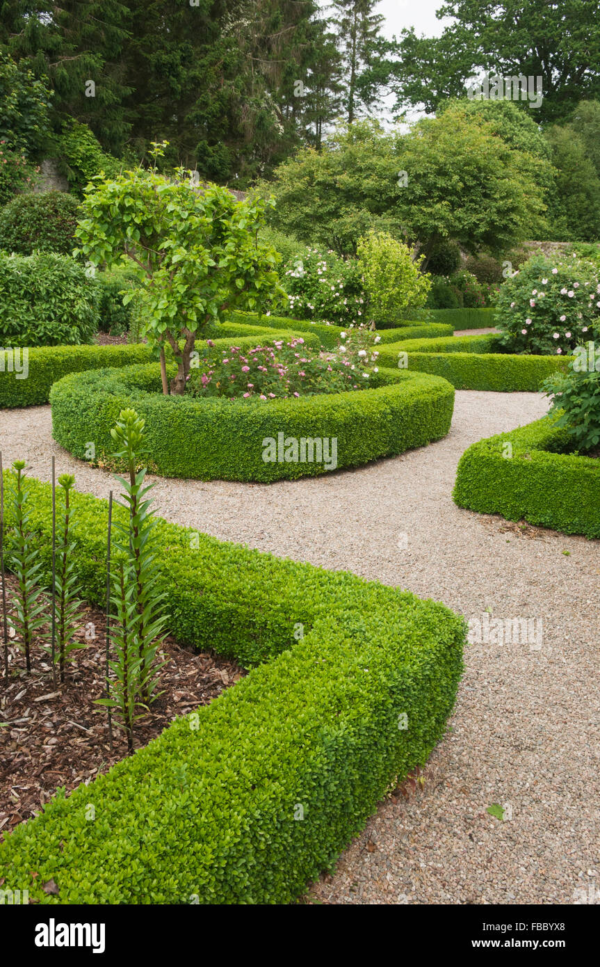 Drum Castle Gardens - vicino a Drumoak, Aberdeenshire, Scozia. Foto Stock