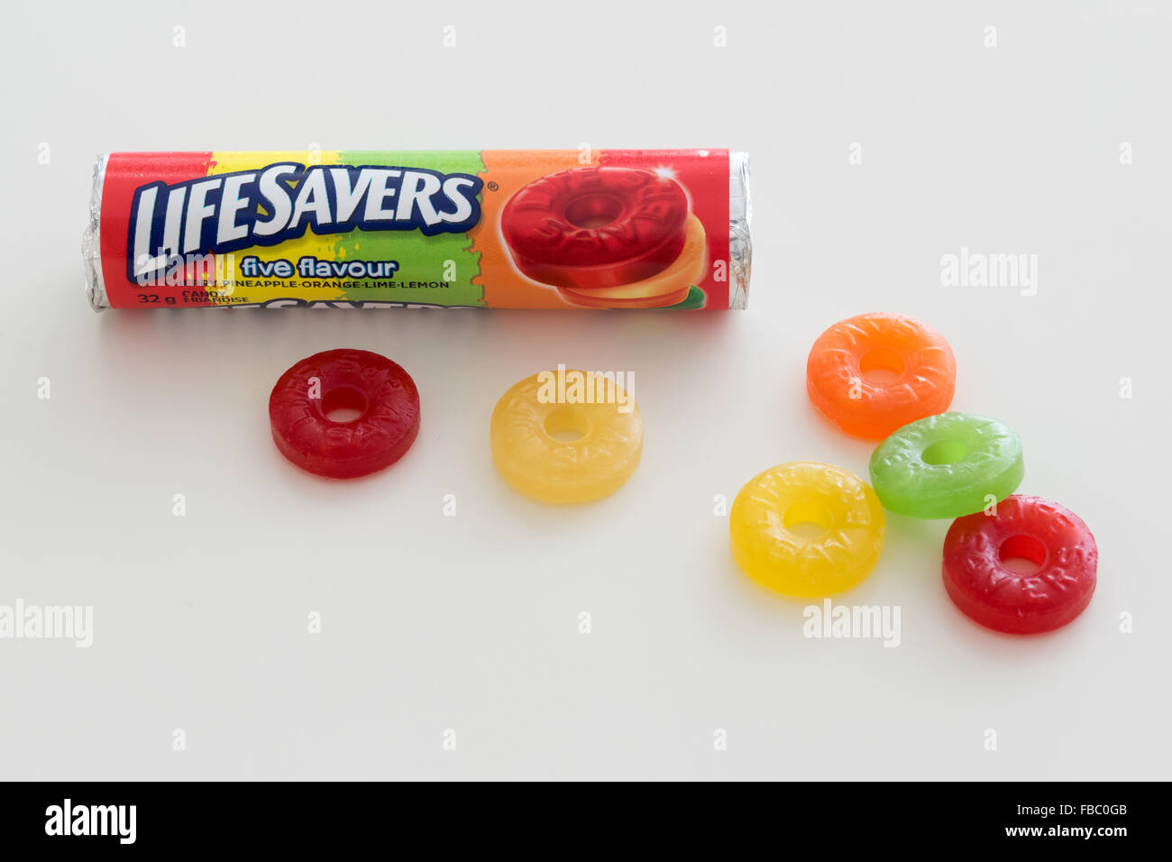 Un rotolo di cinque originali sapore la vita dei risparmiatori candy. Foto Stock