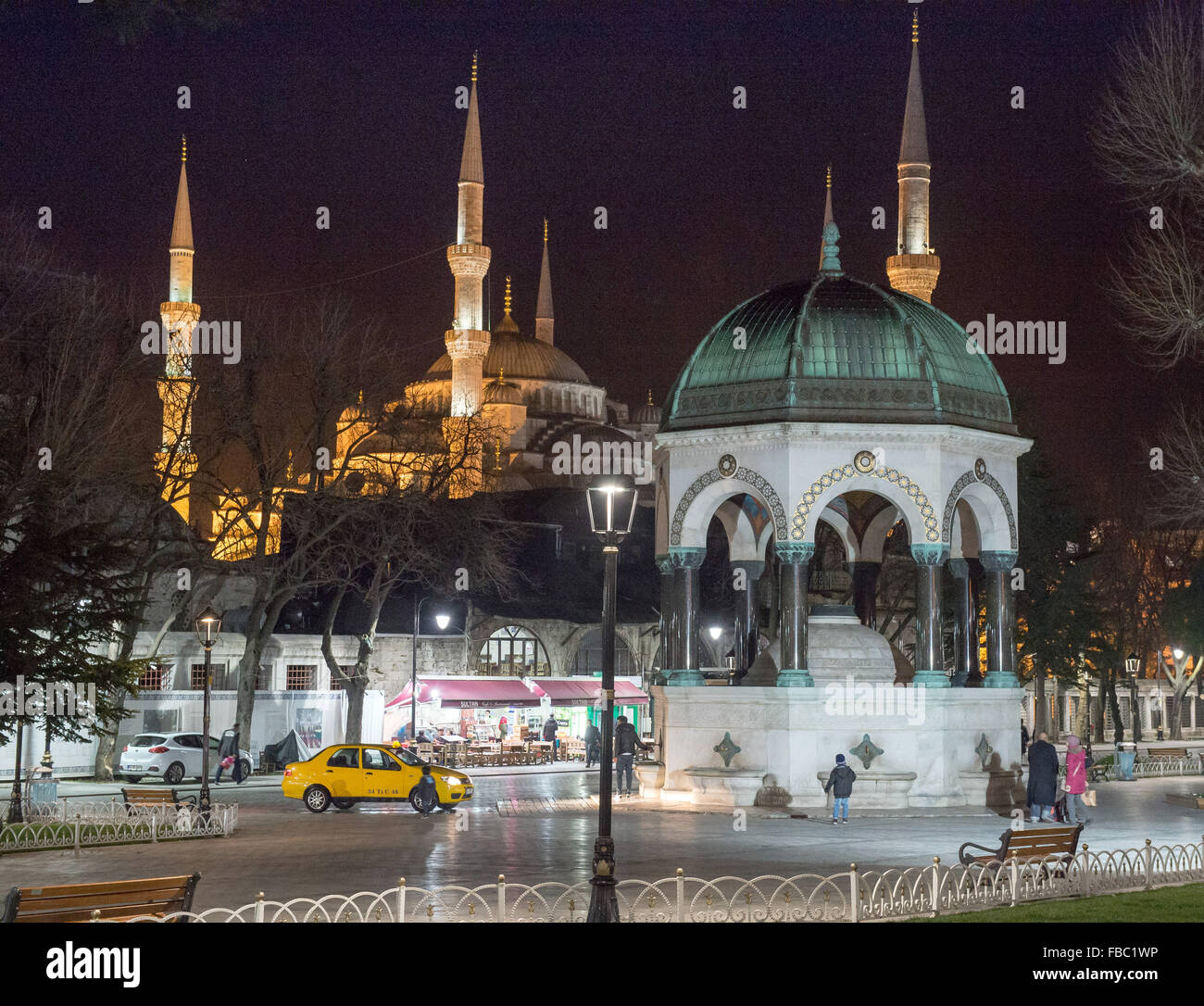 La fontana tedesca all'estremità settentrionale dell'ippodromo vicino alla Moschea Blu di Istanbul, in Turchia, 13 gennaio 2016. La fontana fu costruita nel 1900 per commemorare un 1898 Visita del Kaiser tedesco Guglielmo II Essa è stata realizzata in Germania e trasportato a Istanbul in pezzi, dove è stato montato nella sua posizione corrente. Foto: Peter KNEFFEL/DPA Foto Stock