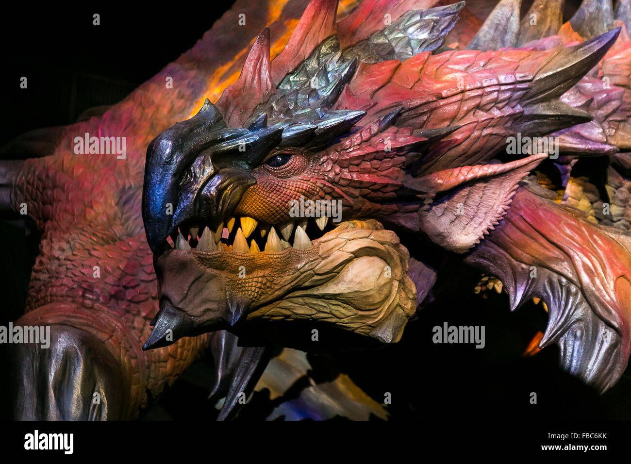 Una Vita Size Replica Di Rathalos Carattere Sul Display Durante La Vetrina Delle Attrazioni Del Monster Hunter La Reale All Universal Studios Japan On Gennaio 14 16 Di Osaka In Giappone Usj Ha Presentato