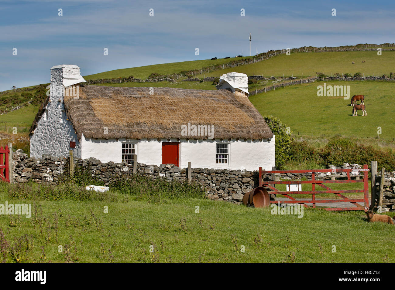 Cregneash; Cottage; Isola di Man; Regno Unito Foto Stock