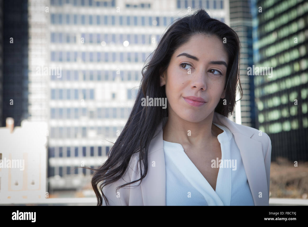 Giovani professionisti latino donna della città. Fotografato nella città di New York nel novembre 2015 Foto Stock