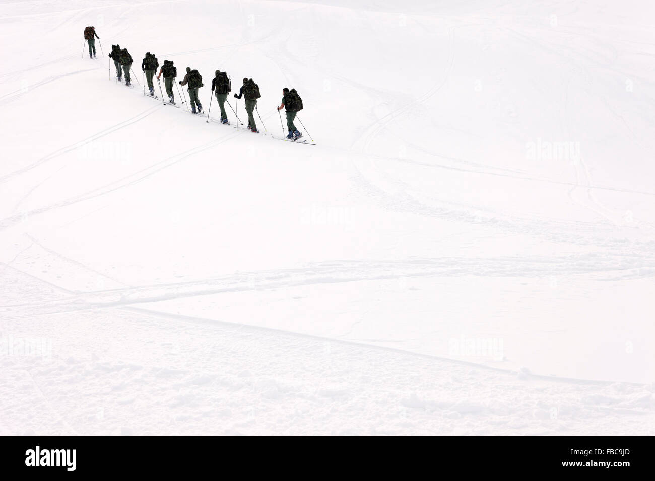 I soldati lo sci di fondo, pila, Valle d'Aosta, Italia Foto Stock