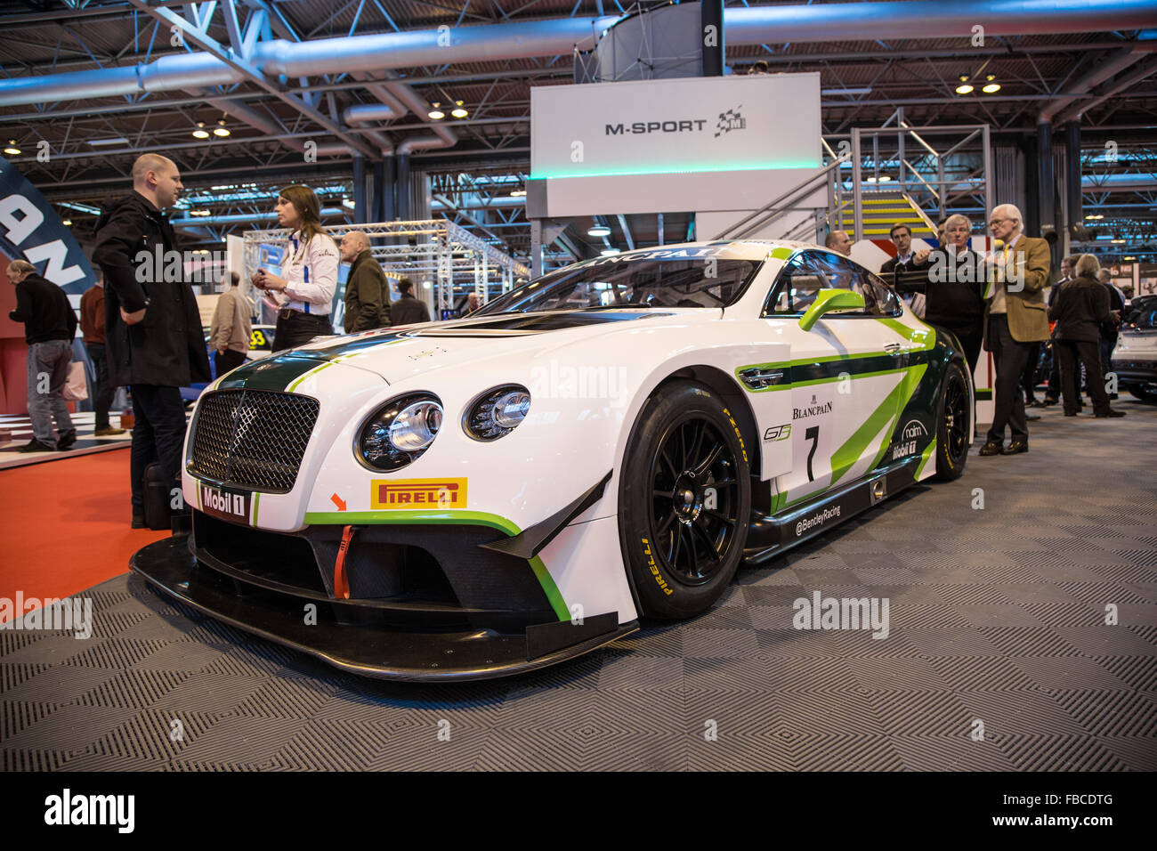 Birmingham, Regno Unito. Xiv gen, 2016. La Bentley Continental GT3 race car su M-Sport credito stand: Steven roe/Alamy Live News Foto Stock