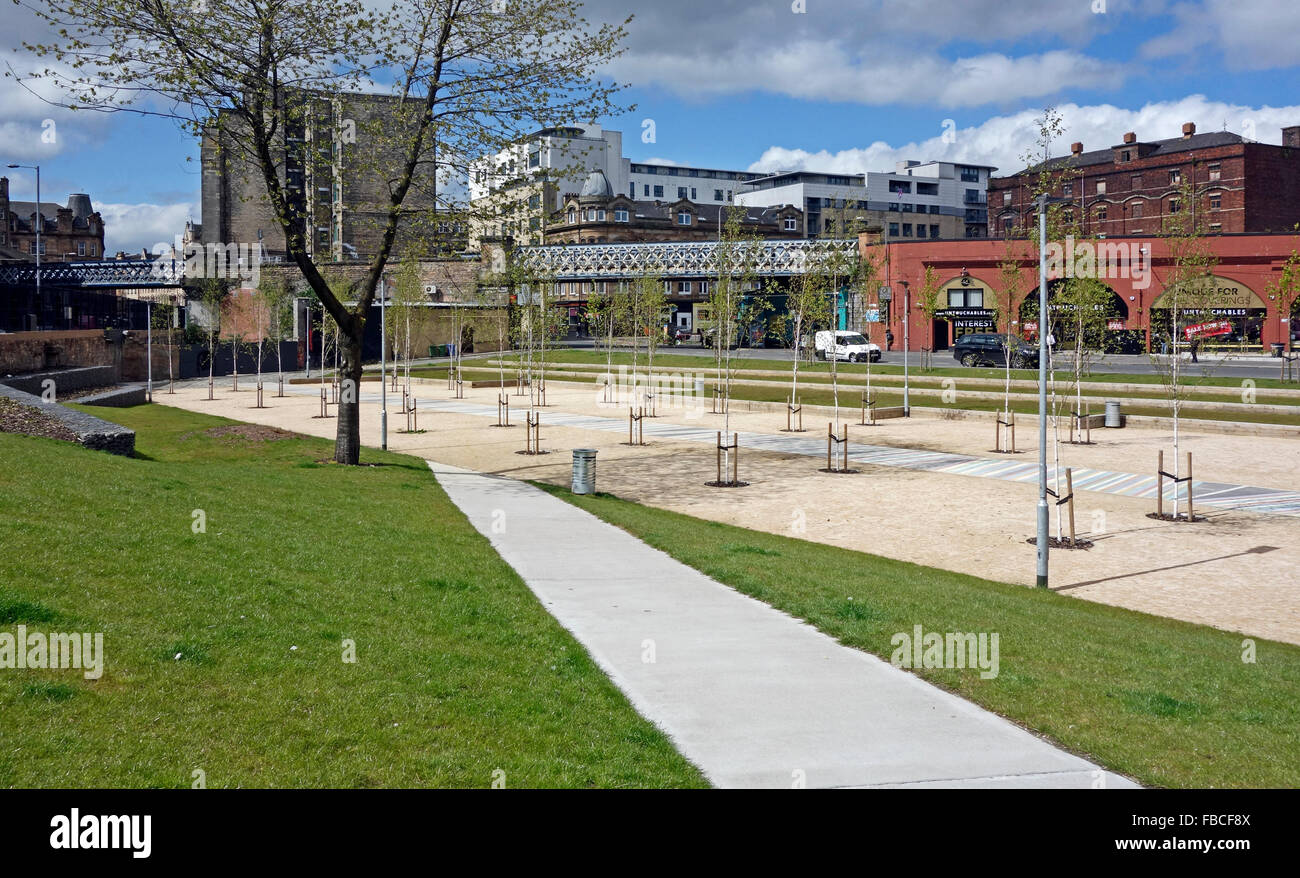 Spazio aperto chiamato Barrowland Park a Glasgow Cross tra Molendinar Street e Gallowgate nella zona centrale di Glasgow Scozia Scotland Foto Stock