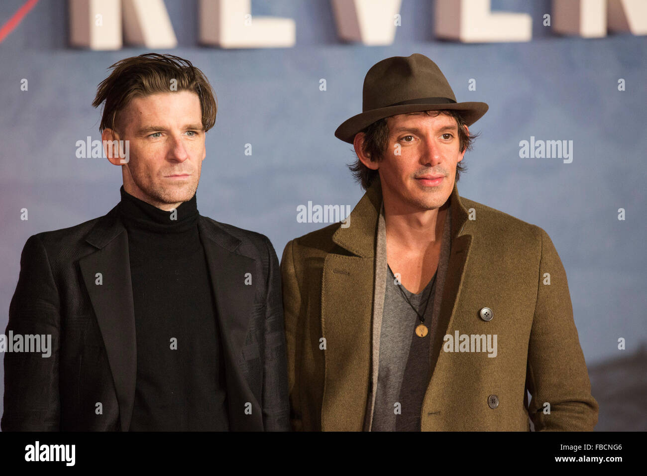Londra, Regno Unito. Il 14 gennaio 2016. Paul Anderson e Lukas Haas frequentare il Regno Unito Premiere di 'L' Revenant presso Empire Leicester Square il 14 gennaio 2016 a Londra, Inghilterra. Credito: Immagini vibranti/Alamy Live News Foto Stock
