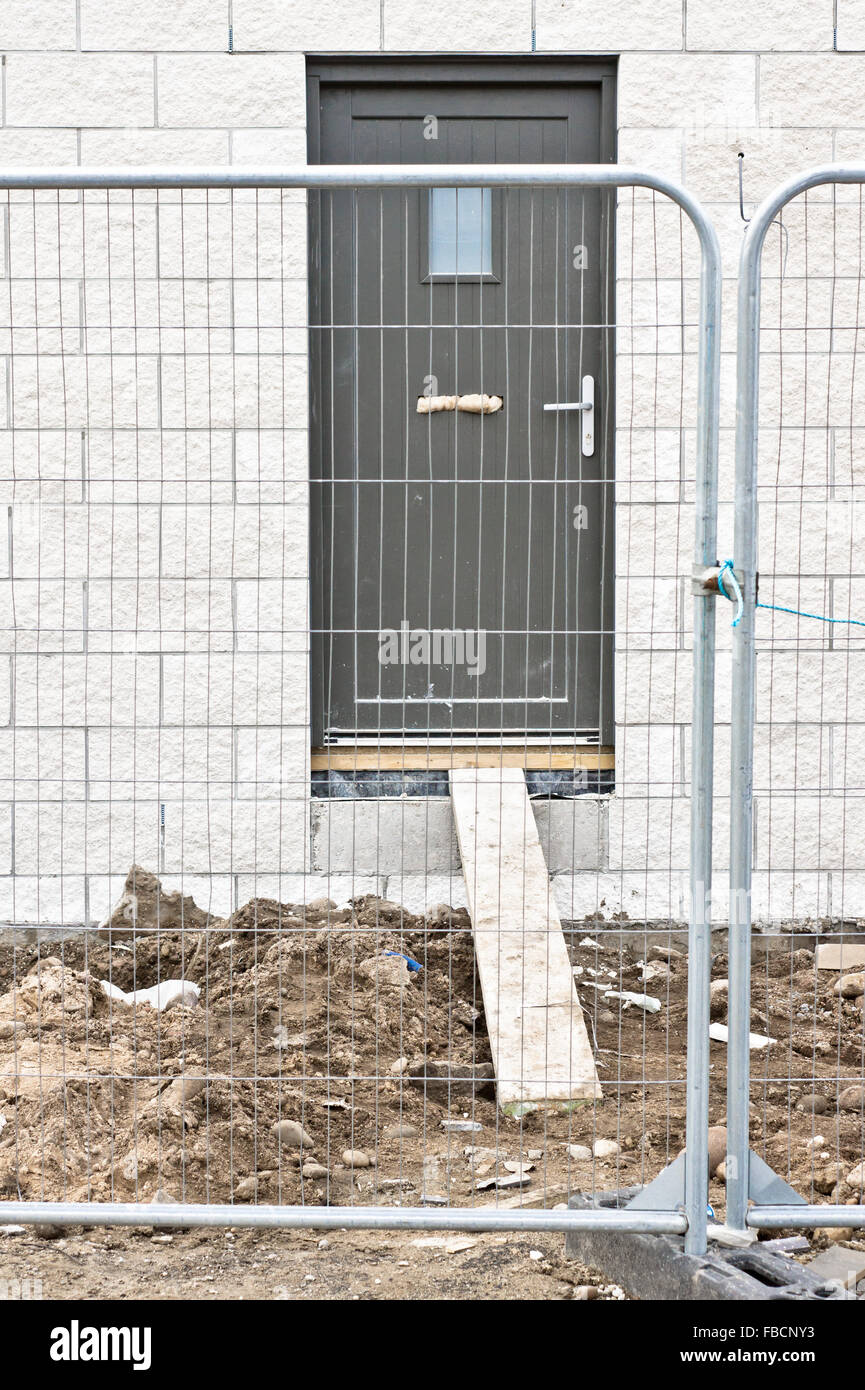 L'esterno di una casa durante la fase di costruzione Foto Stock
