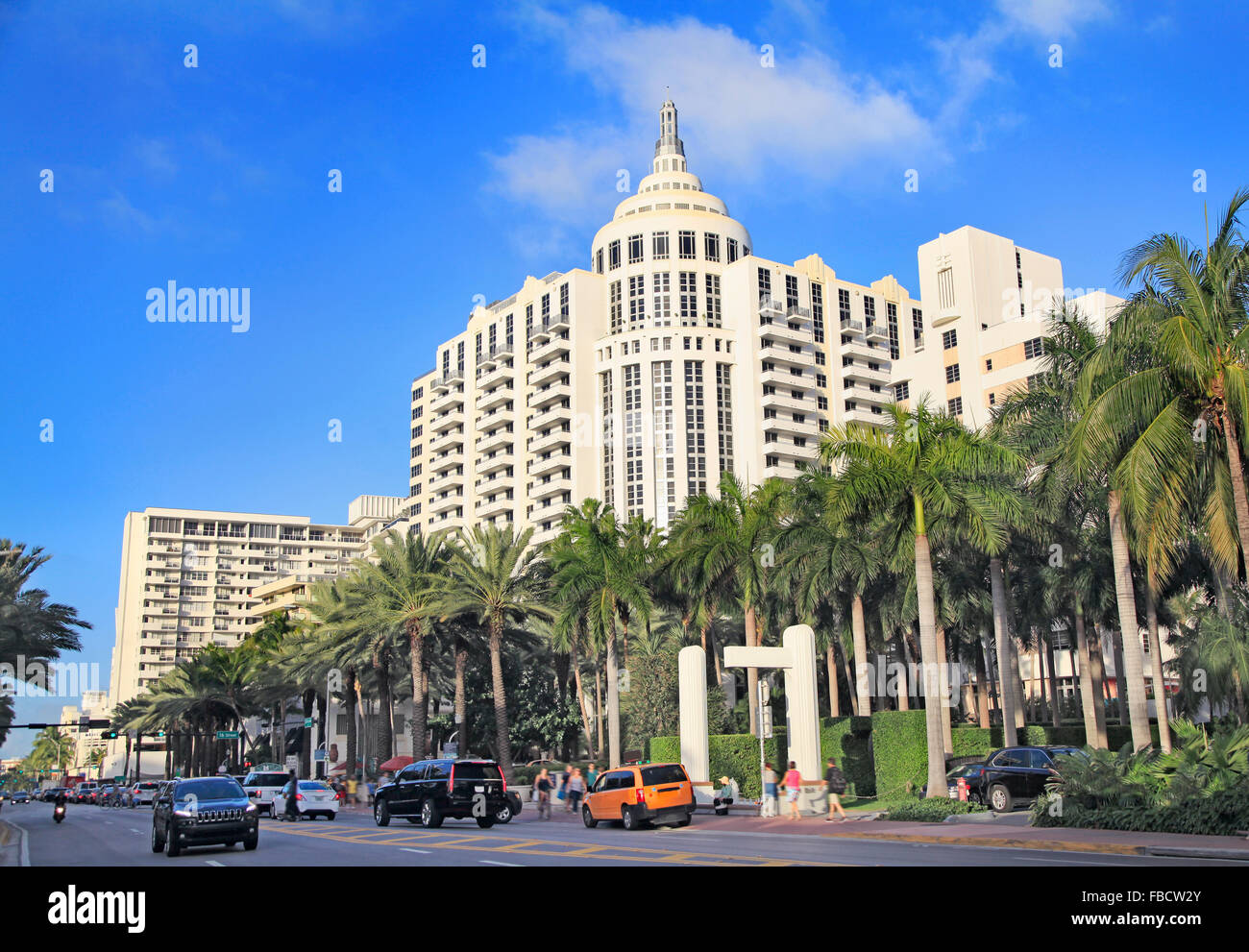 Hotel lussuosi a Miami Beach, architettura Art Deco, Florida, Stati Uniti d'America Foto Stock