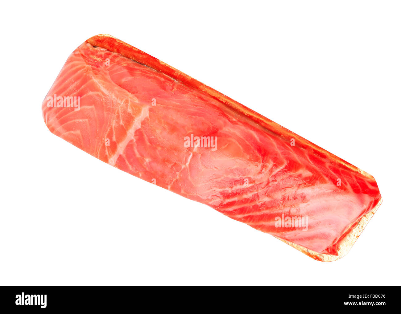 Pezzo di pesce rosso Filetto isolato su bianco Foto Stock
