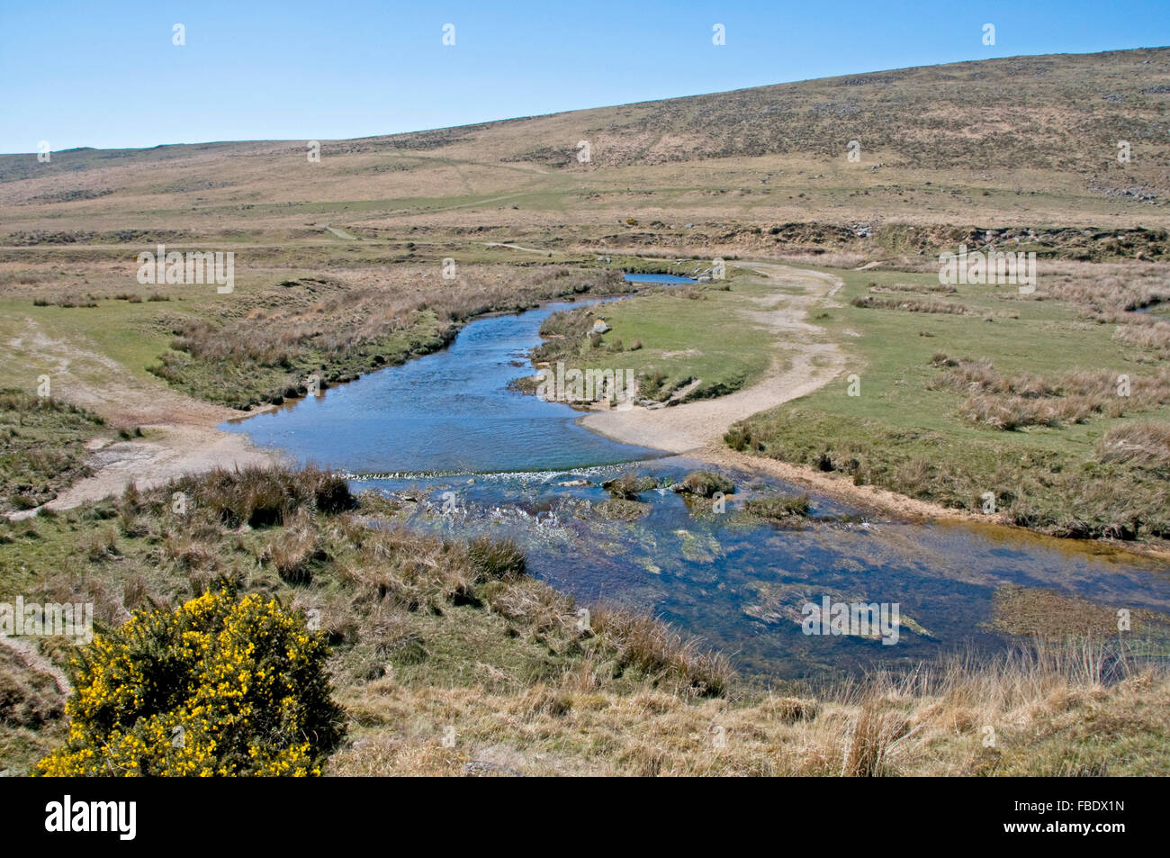 La parte superiore del fiume Taw Belstone vicino Foto Stock