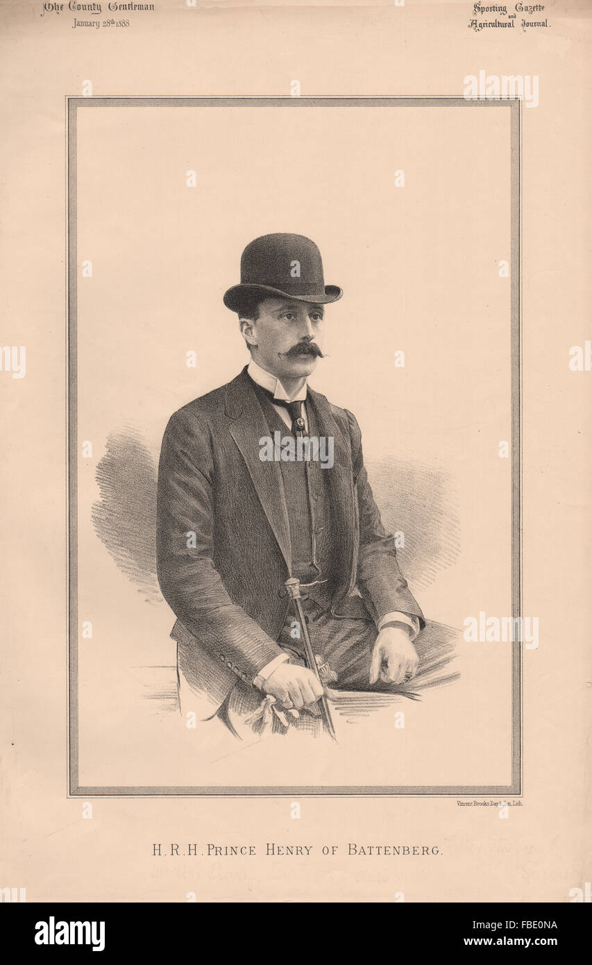 S.a.r. Il Principe Enrico di Battenberg, antica stampa 1888 Foto Stock