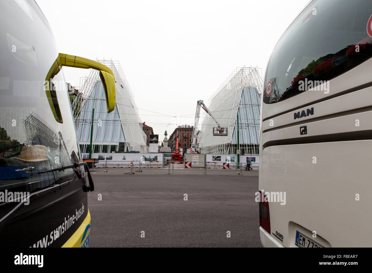 Cantiere gate expo,progetto infopoint Milano Expo 2015 Foto Stock