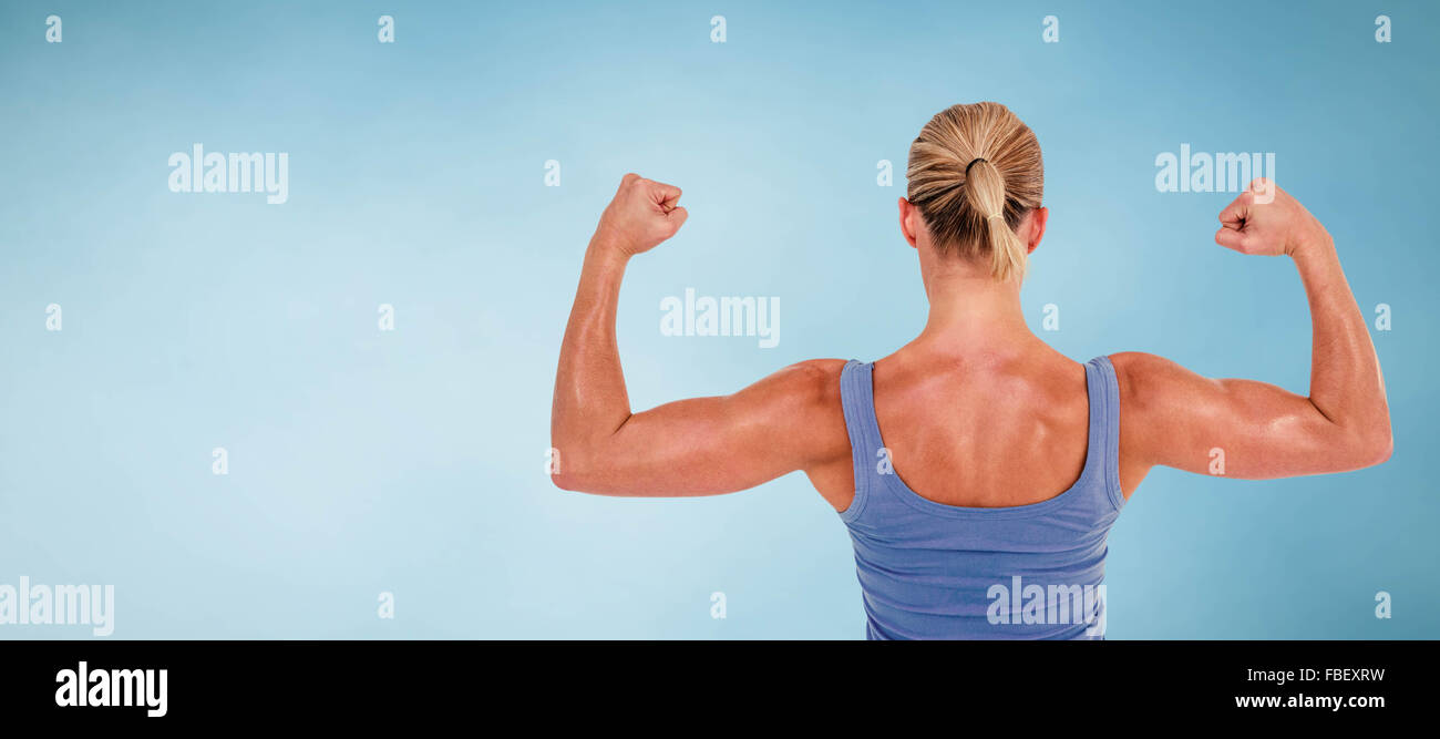 Immagine composita della vista posteriore della donna i muscoli di flessione Foto Stock