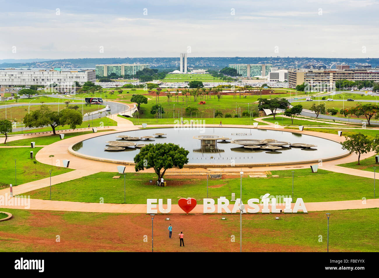 Vista aerea di Brasilia, capitale del Brasile, diurno. Foto Stock