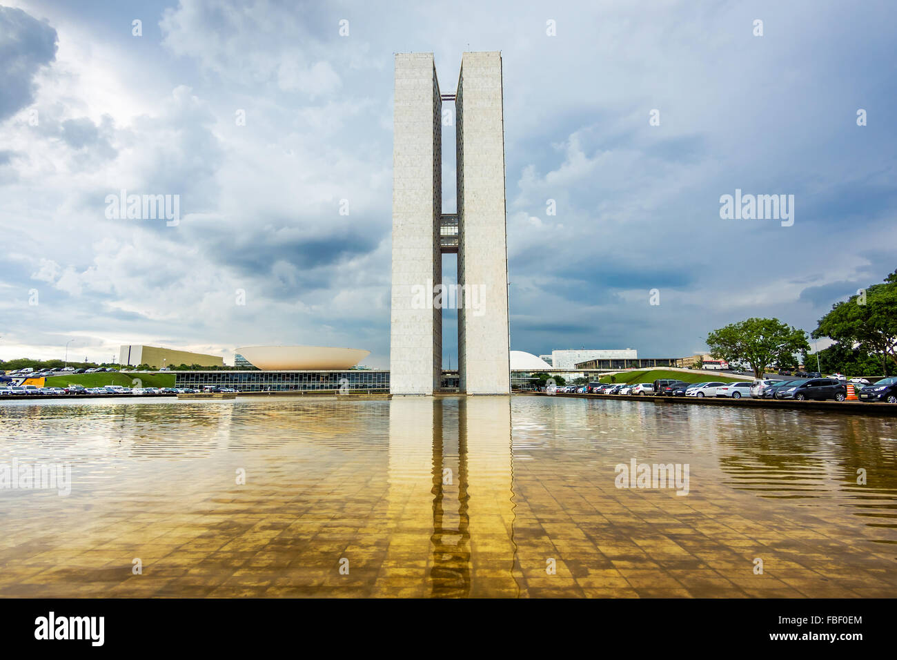 Congresso nazionale nella costruzione di Brasilia, capitale del Brasile. Foto Stock