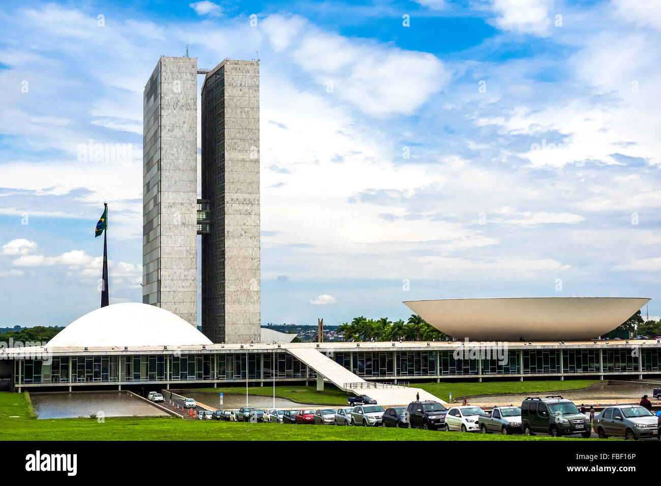 Brasilia, Brasile - 20 Novembre 2015: Vista della nazionale brasiliana palazzo dei congressi a Brasilia, capitale del Brasile. Foto Stock
