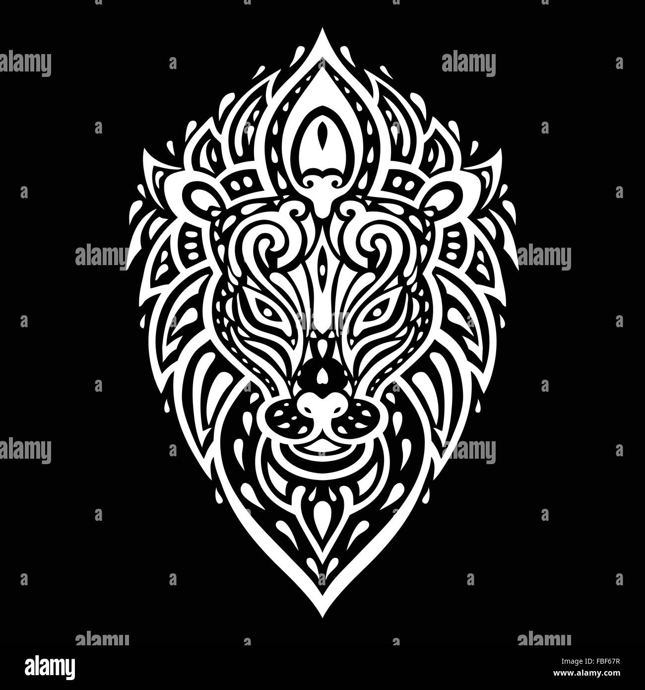 Lions Head. Disegno tribale. Illustrazione Vettoriale