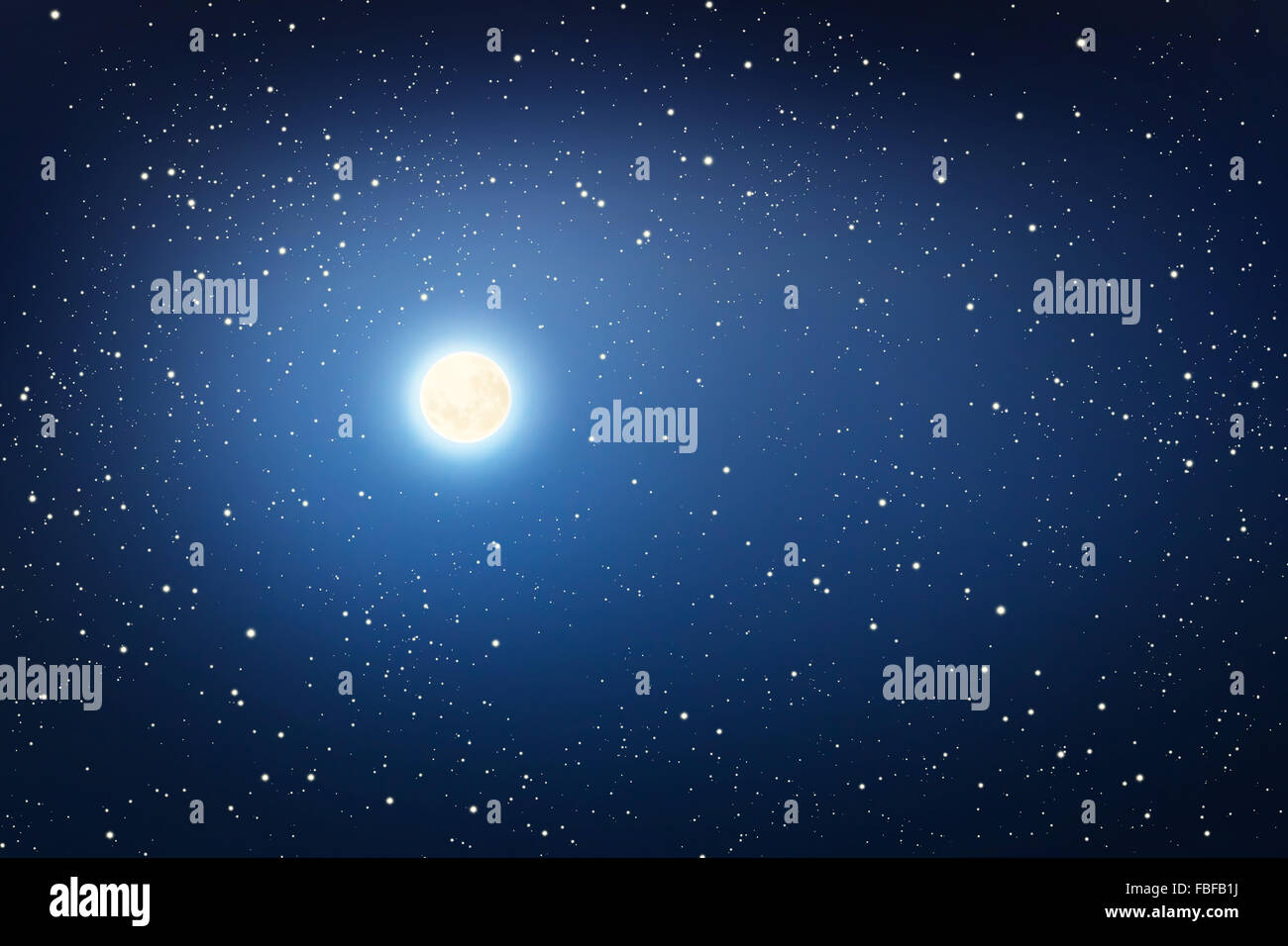 Cielo stellato con la luna. Blu scuro. Foto Stock