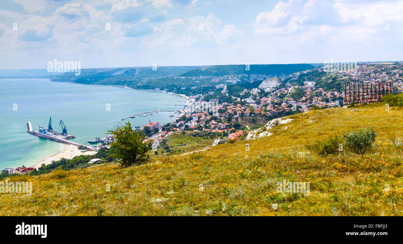 Resort di Balchik città cityscape, costa del Mar Nero, Bulgaria Foto Stock