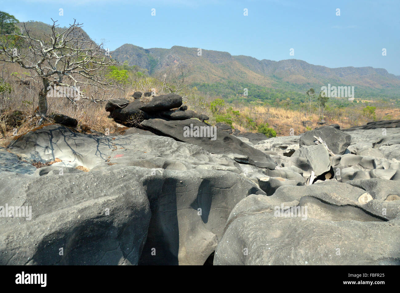 Paesaggio primitivo,Chapada dos Veadeiros, Brasile, cerrado, flora geologia, geología,Goiás,acqua non vale da lua Brasile Foto Stock