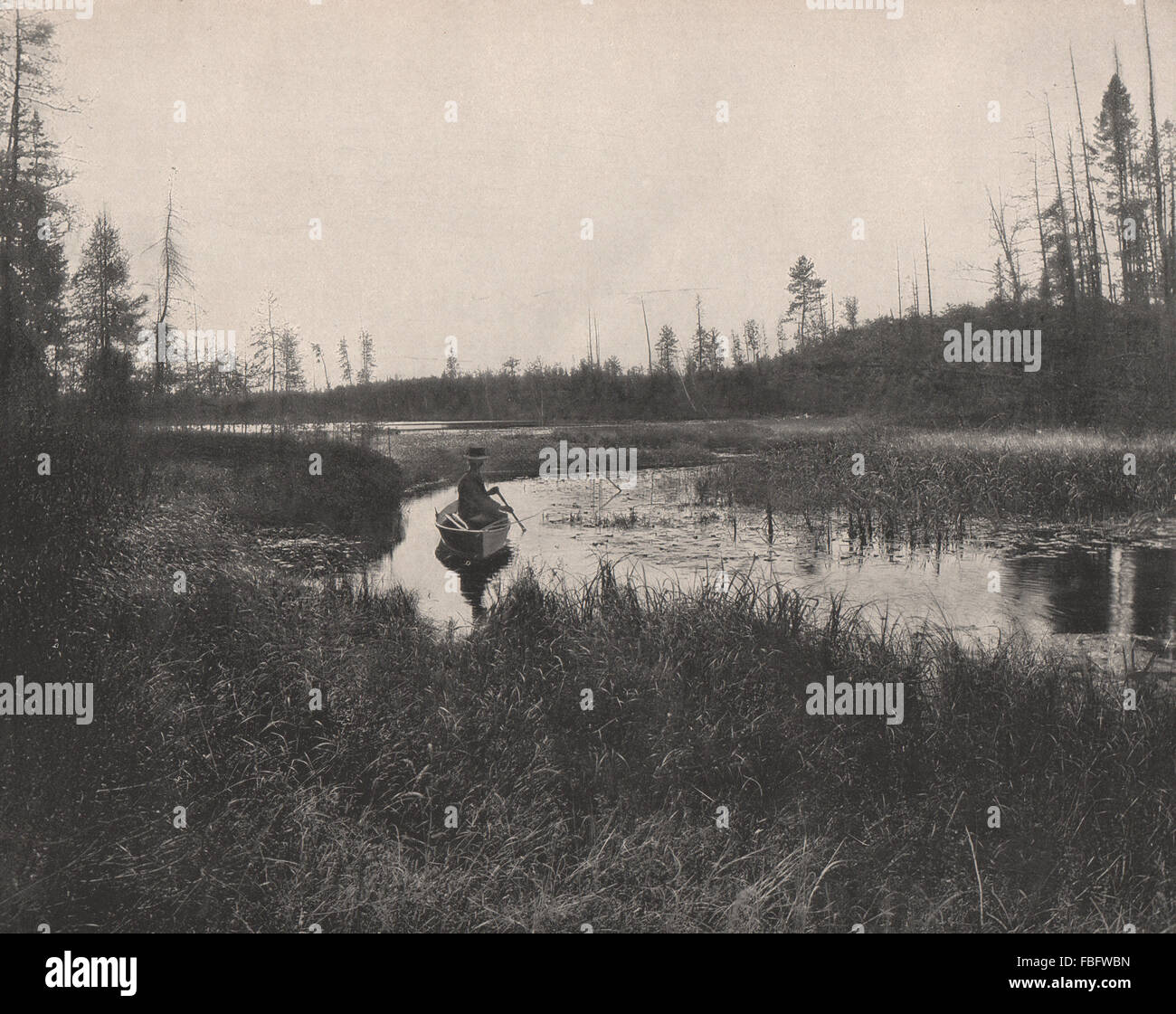 Un loop di Thunder Lake, nel Wisconsin, antica stampa 1895 Foto Stock