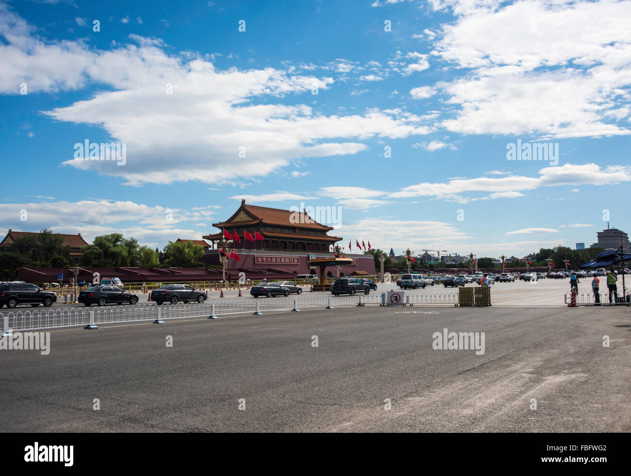 La porta di Tiananmen, ingresso alla Città Proibita occupa una estremità di piazza Tiananmen a Pechino in Cina Foto Stock