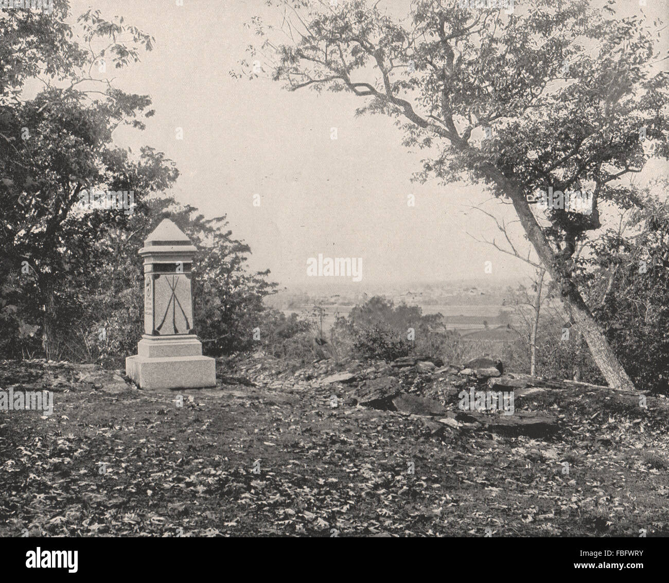 Vista da Culp's Hill, Gettysburg, Pennsylvania, antica stampa 1895 Foto Stock