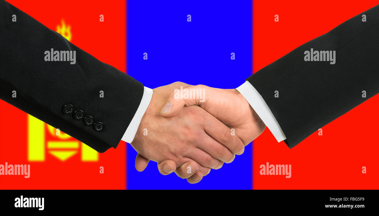 La bandiera della Mongolia Foto Stock