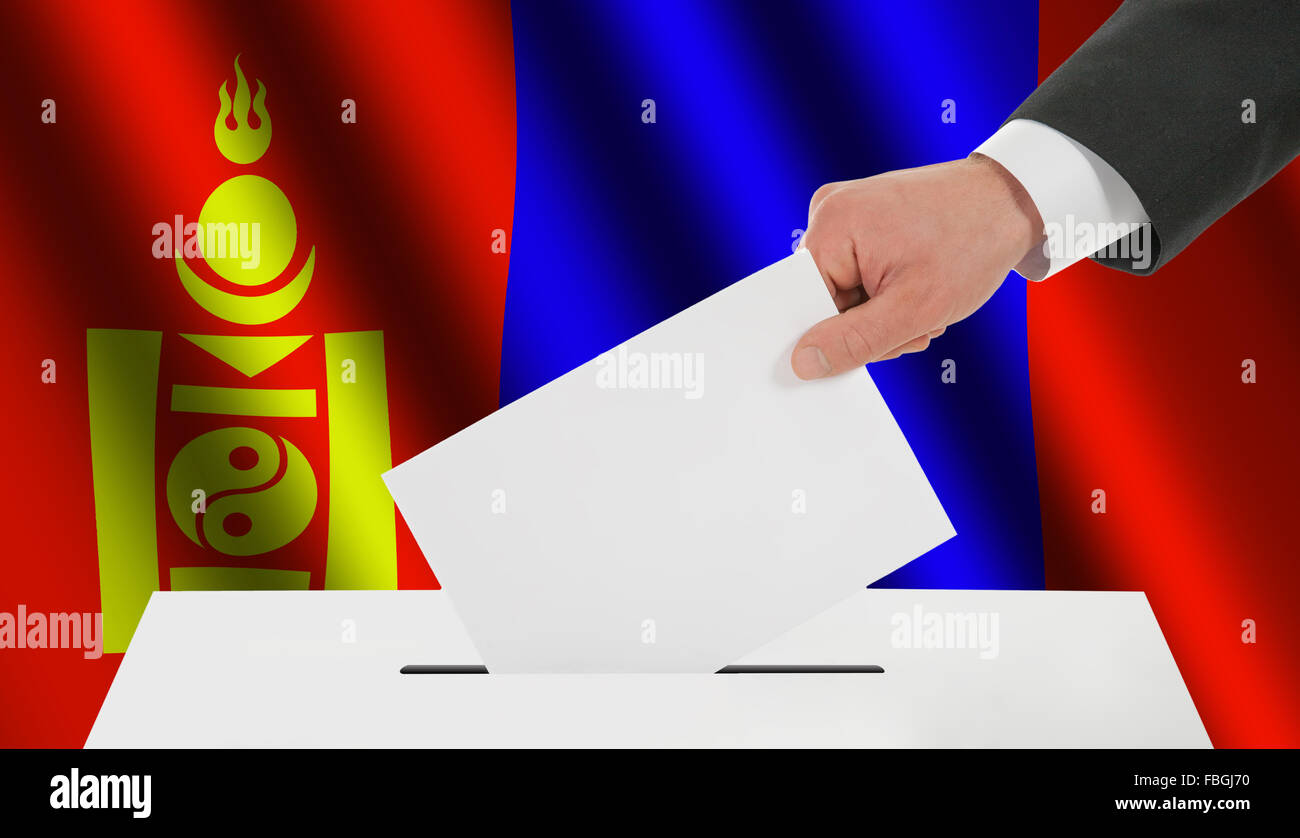 La bandiera della Mongolia Foto Stock