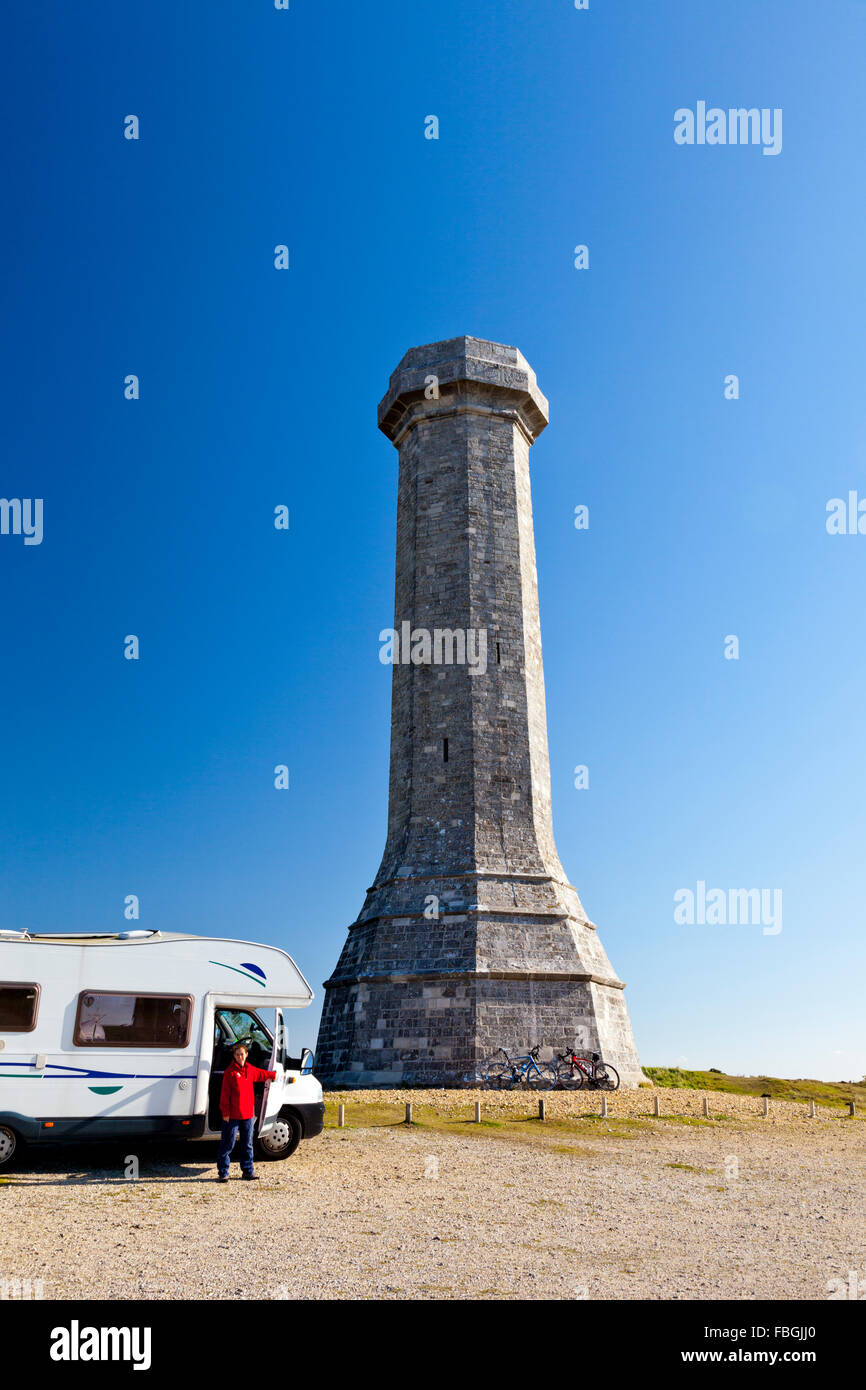 1844 torre sul black Down, Dorset in memoria del vice ammiraglio sir Thomas Masterman Hardy di HMS Victory alla Battaglia di Trafalgar Foto Stock