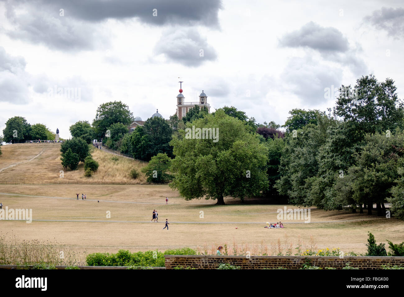 Osservatorio Reale di Greenwich,, Regno Unito, come si vede dal parco di Greenwich Foto Stock