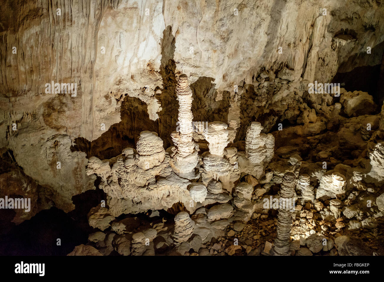 Aven d'Orgnac camere sotterranee e formazioni di cristallo in Ardeche, Francia Foto Stock