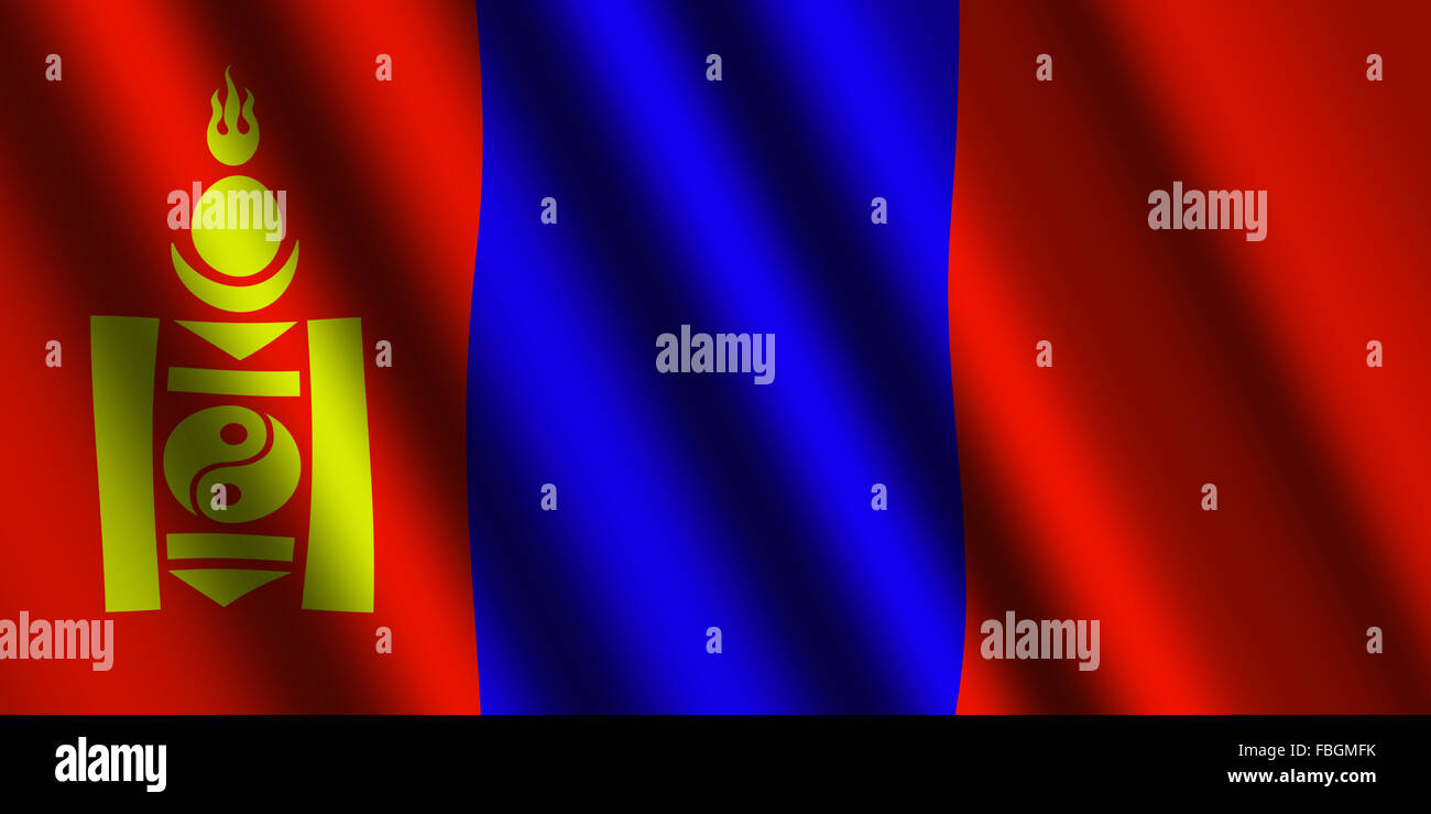 La bandiera della Mongolia Foto Stock