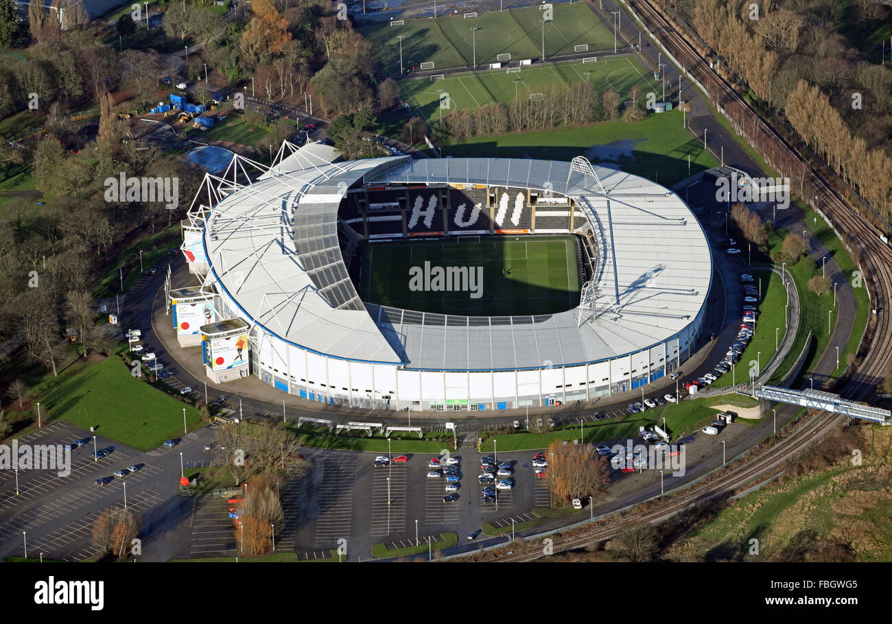 Vista aerea di Hull City FC KC Stadium football ground, REGNO UNITO Foto Stock