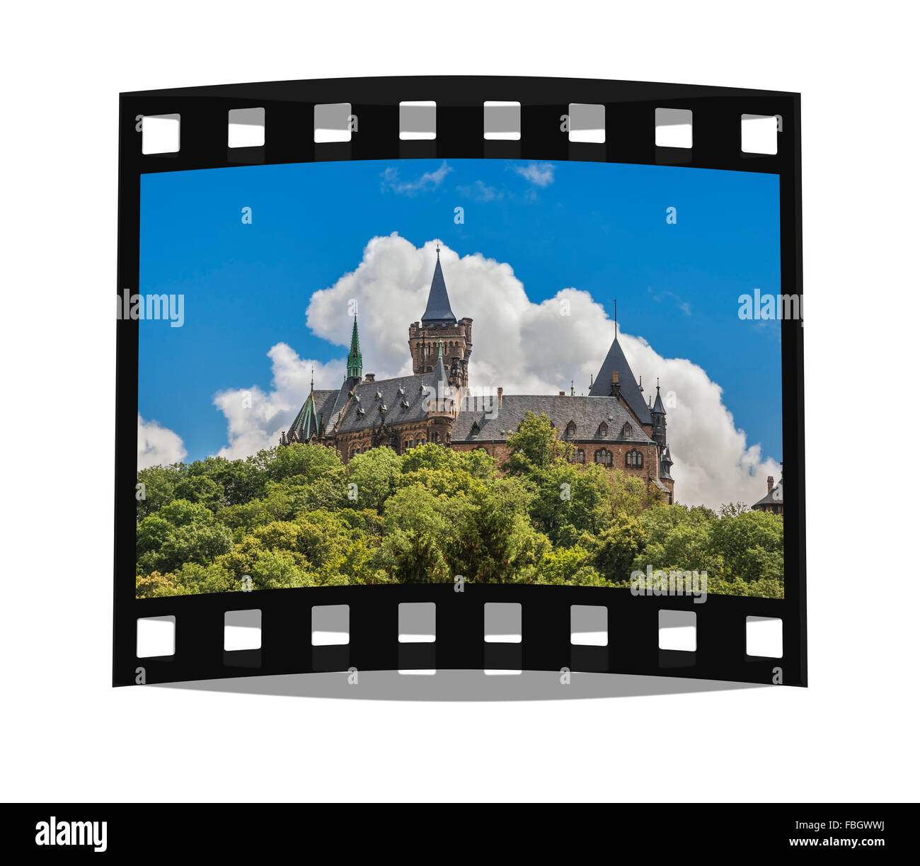 Wernigerode Castle, Harz, Sassonia-Anhalt, Germania, Europa Foto Stock