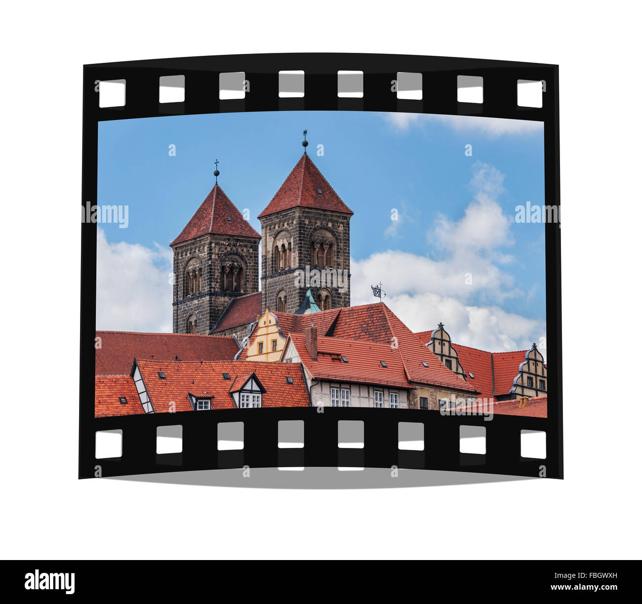 Castello e Chiesa Collegiata di San Servatius sullo Schlossberg, Quedlinburg, Sassonia-Anhalt, Germania, Europa Foto Stock