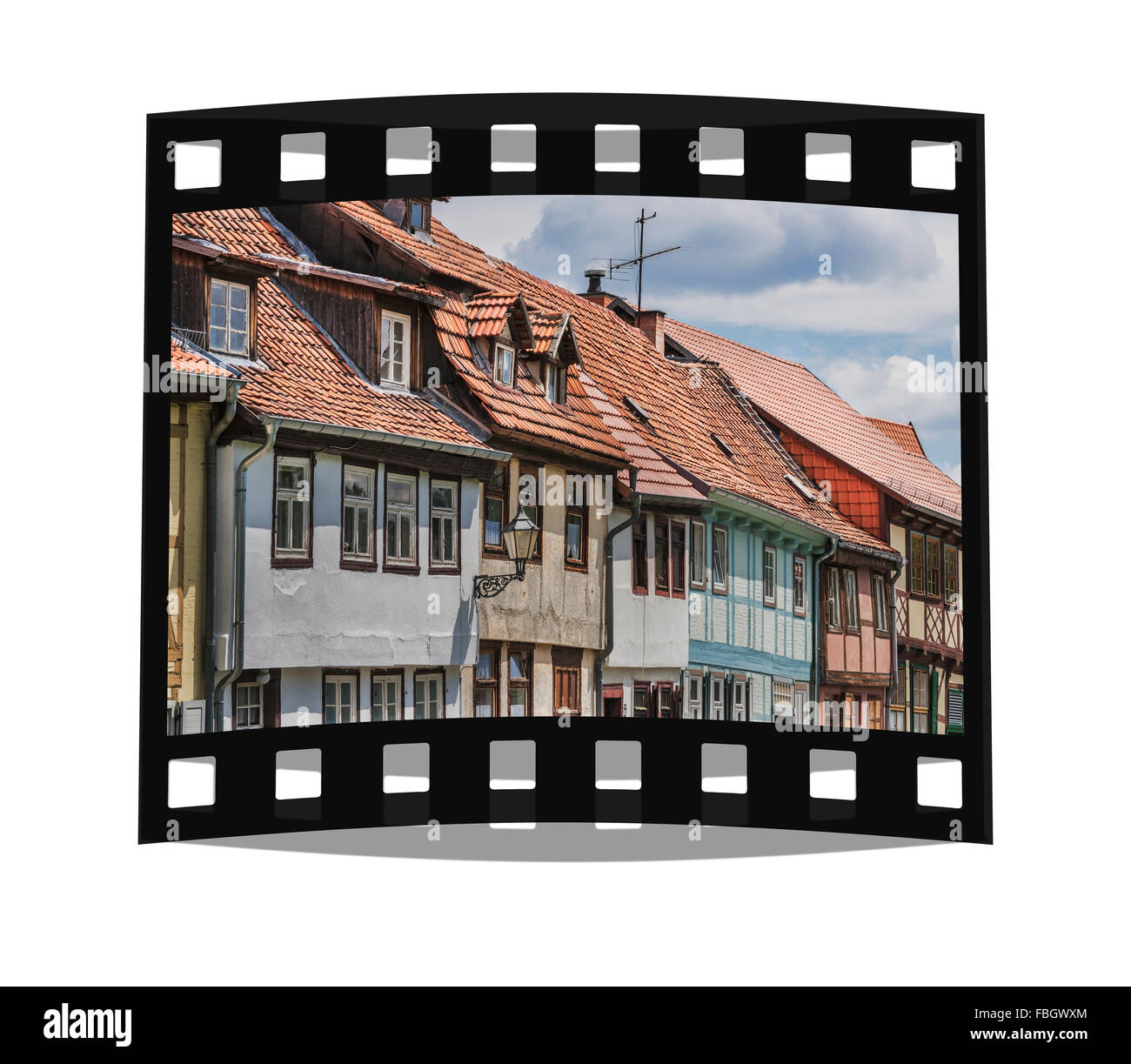 Vecchio semi-case con travi di legno nel vicolo Word, Quedlinburg, Sassonia-Anhalt, Germania, Europa Foto Stock