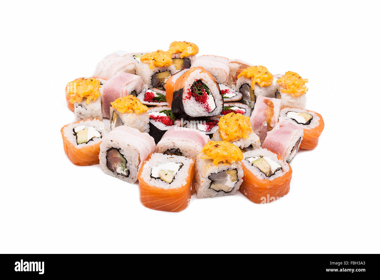 Sushi su sfondo bianco Foto Stock