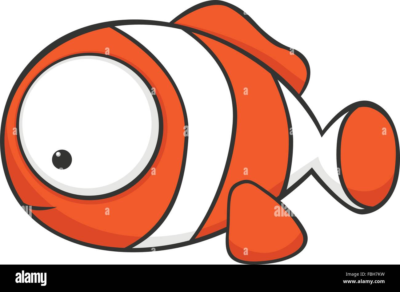 Cartoon carino clownfish con grandi occhi Illustrazione Vettoriale