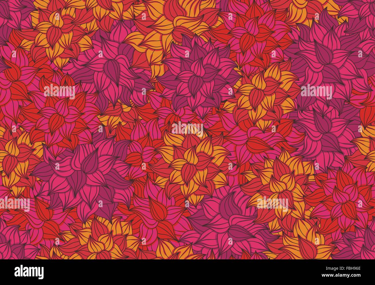 Colorato seamless floral doodle pattern Illustrazione Vettoriale