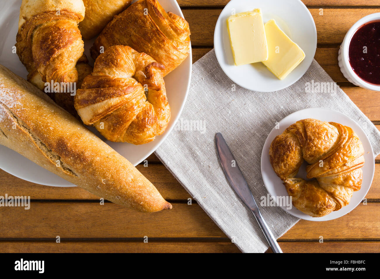 Croissant e pane per la colazione Foto Stock