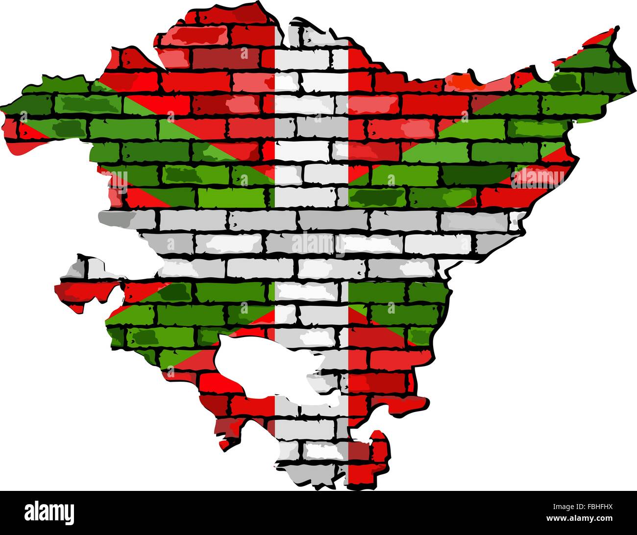 Mappa di basco su un muro di mattoni Illustrazione Vettoriale